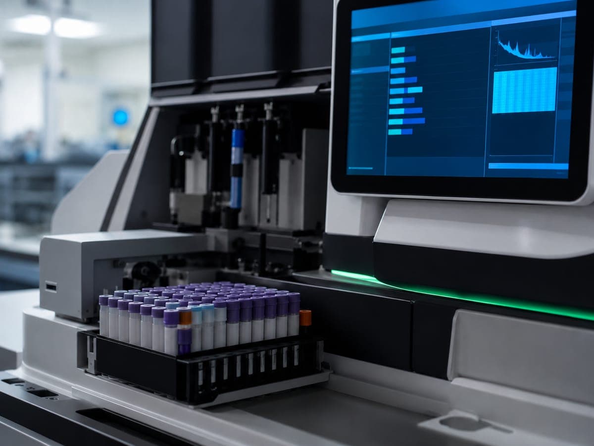 Equipo de diagnóstico de laboratorio con muestras — salud